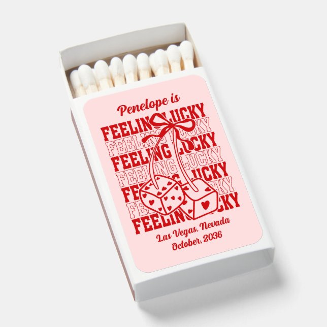 Feeling Lucky Pink Bachelorette Party Matches (Front Open)