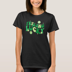 Feeling Lucky Shamrock Groovy St Patrick's Day Ire T-Shirt
