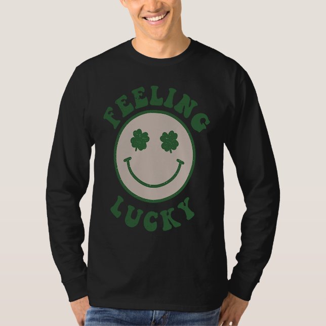 Feeling Lucky Smile Face St Patrick Day T-Shirt (Front)