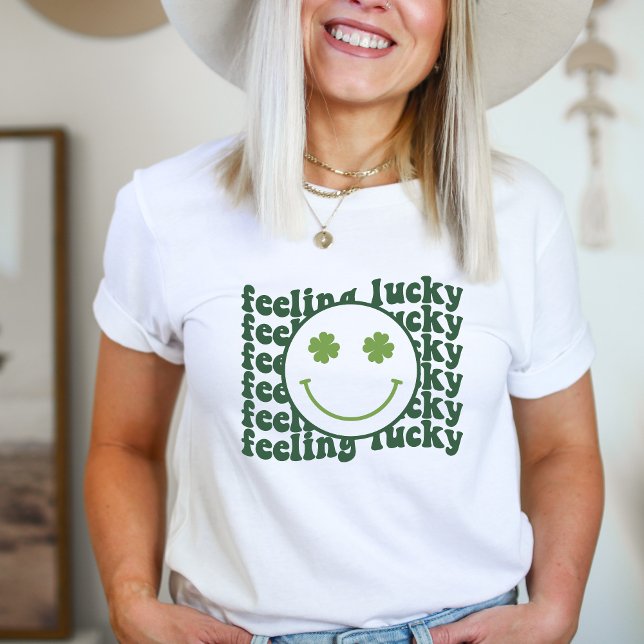 Feeling Lucky St. Patrick’s Day Shirt – Retro (Feeling Lucky, St. Patrick's Day, Irish Vibes, Shamrock Chic, Lucky Charms Tee, Festive Shirt, Green)