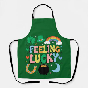 Feeling Lucky St Patricks Day Charm Irish Shamrock Apron