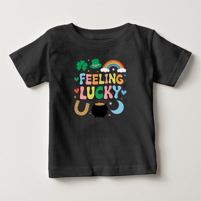 Feeling Lucky St Patricks Day Charm Irish Shamrock Baby T-Shirt (Front)