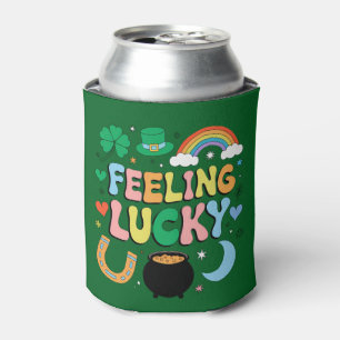 Feeling Lucky St Patricks Day Charm Irish Shamrock Can Cooler