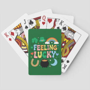 Feeling Lucky St Patricks Day Charm Irish Shamrock Poker Cards