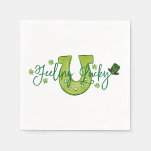 Feeling Lucky St. Patrick's Day Horseshoe Shamrock Napkins
