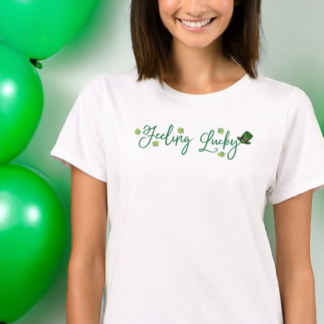 Feeling Lucky St. Patrick's Day Shamrock Hat T-Shirt (Creator Uploaded)