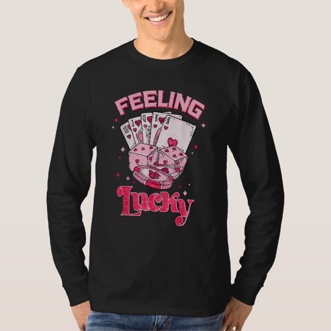 Feeling Lucky Valentine Pocket Xoxo Lucky Valentin T-Shirt (Front)