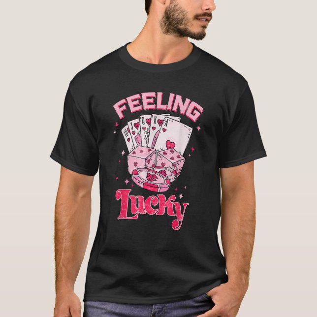 Feeling Lucky Valentine Pocket Xoxo Lucky Valentin T-Shirt (Front)