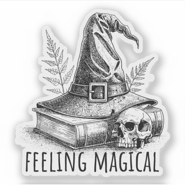 Feeling Magical Witches Spell Book and Skull Sticker (Front)