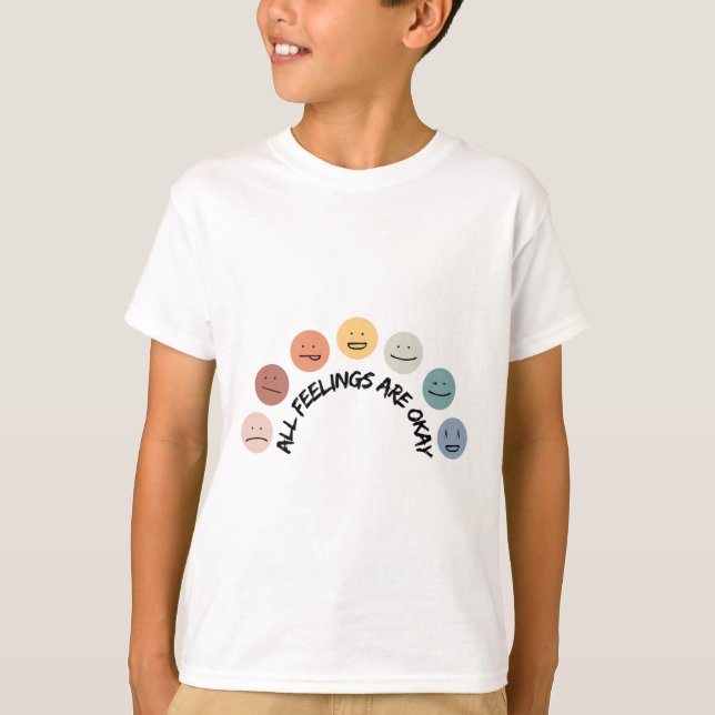 Feeling Okay Emotional Faces Mental Health Awarene T-Shirt (Front)
