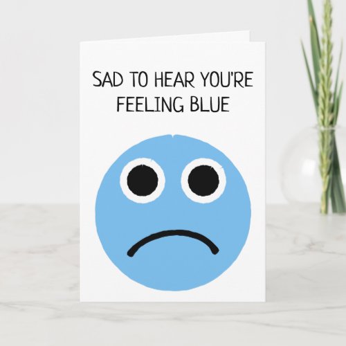 Feeling Sad Blue Frowning Face Emoji Card
