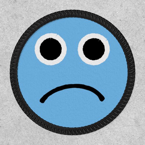 Feeling Sad Blue Frowning Face Emoji Patch