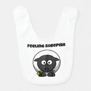 Feeling Sheepish Cute Sheep Cartoon with Funny Pun Baby Bib