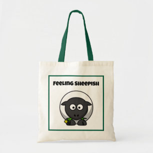 Feeling Sheepish Cute Sheep Cartoon with Funny Pun Tote Bag