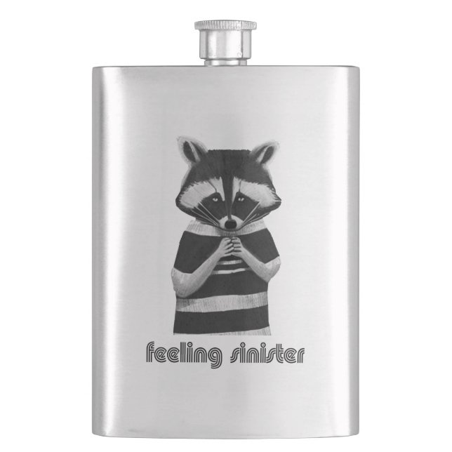 Feeling Sinister Funny Raccoon Flask (Front)