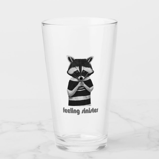 Feeling Sinister Funny Raccoon Glass (Front)