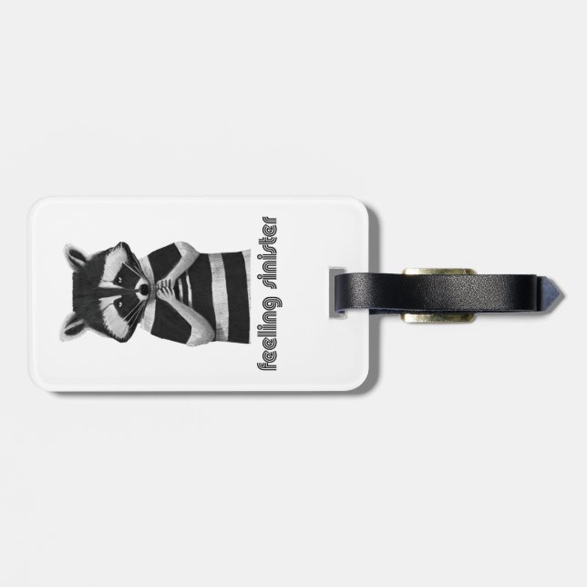 Feeling Sinister Funny Raccoon Luggage Tag (Back Horizontal)