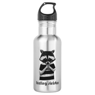 Feeling Sinister Funny Raccoon Stainless Steel Water Bottle