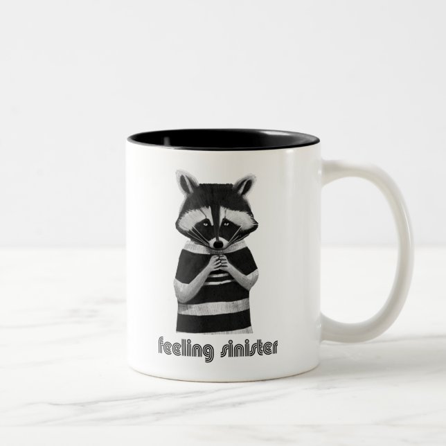 Feeling Sinister Funny Raccoon Two-Tone Coffee Mug (Right)