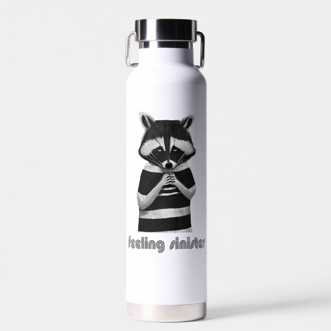 Feeling Sinister Funny Raccoon Water Bottle (Front)