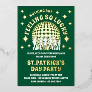 Feeling So Lucky Green St. Patrick's Day Party  Foil Invitation