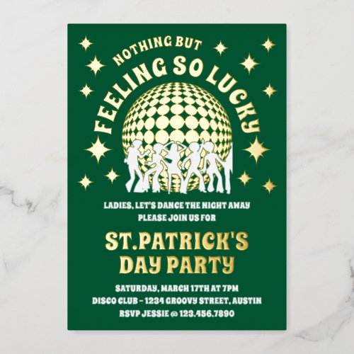 Feeling So Lucky Green St Patricks Day Party  Foil Invitation