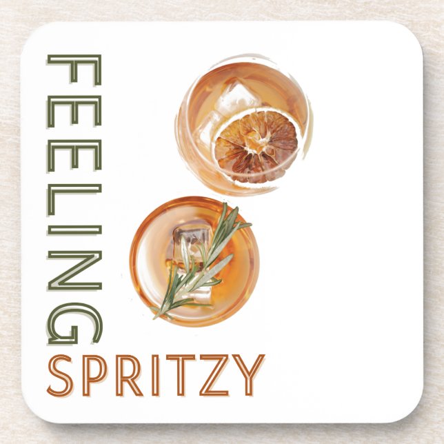 Feeling Spritzy Orange Cocktail Beverage Coaster (Front)