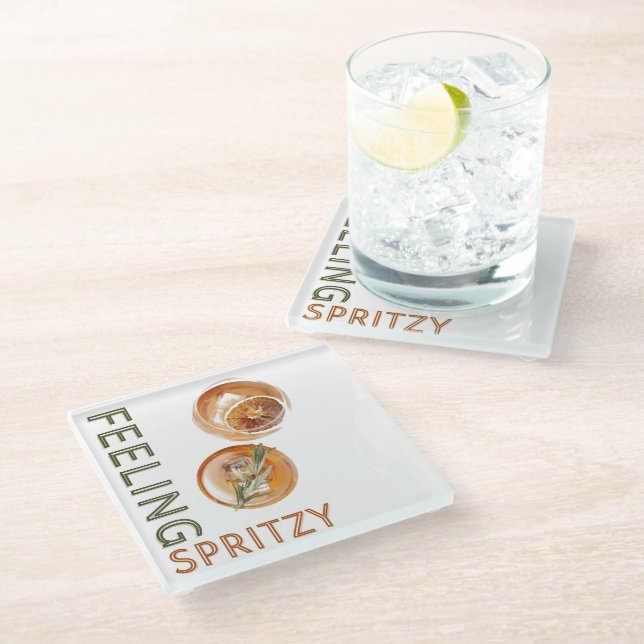 Feeling Spritzy Orange Cocktail  Glass Coaster (Angled)