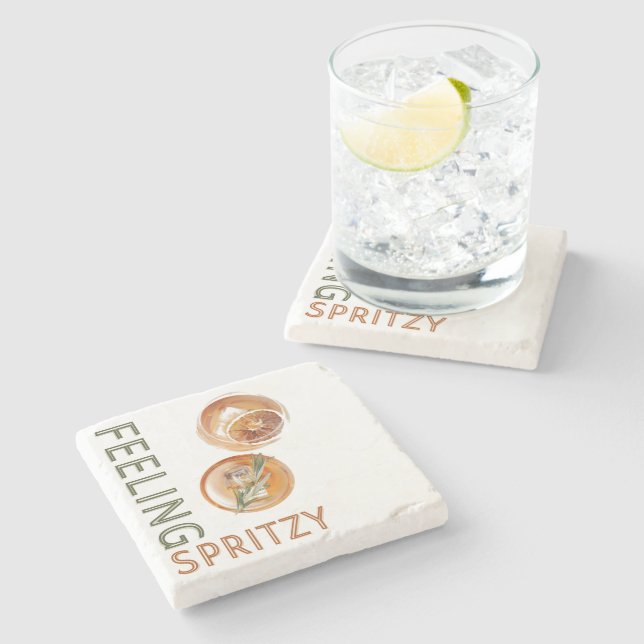 Feeling Spritzy Orange Cocktail Stone Coaster (Side)