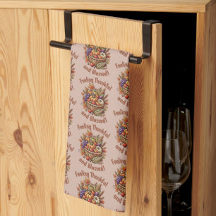 Feeling Thankful and Blessed Cornucopia Kitchen Towel