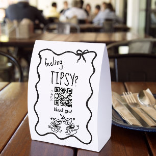 Feeling tipsy virtual tip bartender paper table tent