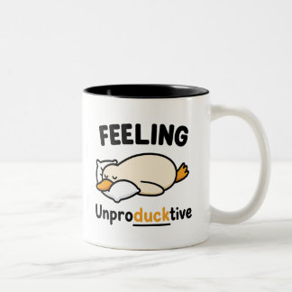 Feeling Unproductive Duck Mug, Funny Coworker gift Two-Tone Coffee Mug
