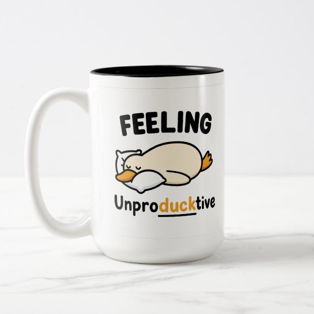 Feeling Unproductive Duck Mug, Funny Coworker mug (Left)