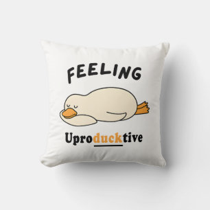 Feeling Unproductive Funny Sleeping Duck Meme Throw Pillow