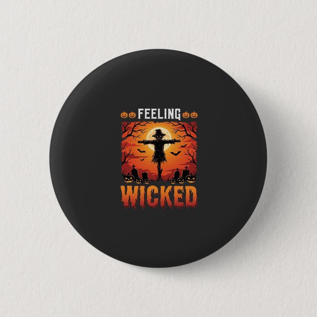 Feeling Wicked Halloween Scarecrow Design_1 Button (Front)