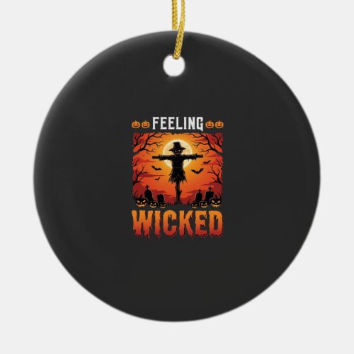 Feeling Wicked Halloween Scarecrow Design_1 Ceramic Ornament