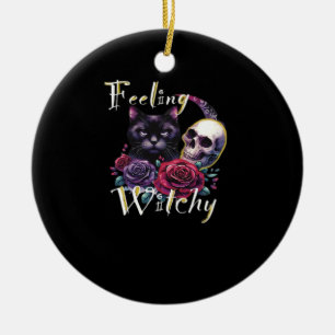 Feeling Witchy Black Cat Classic T-Shirt Ceramic Ornament