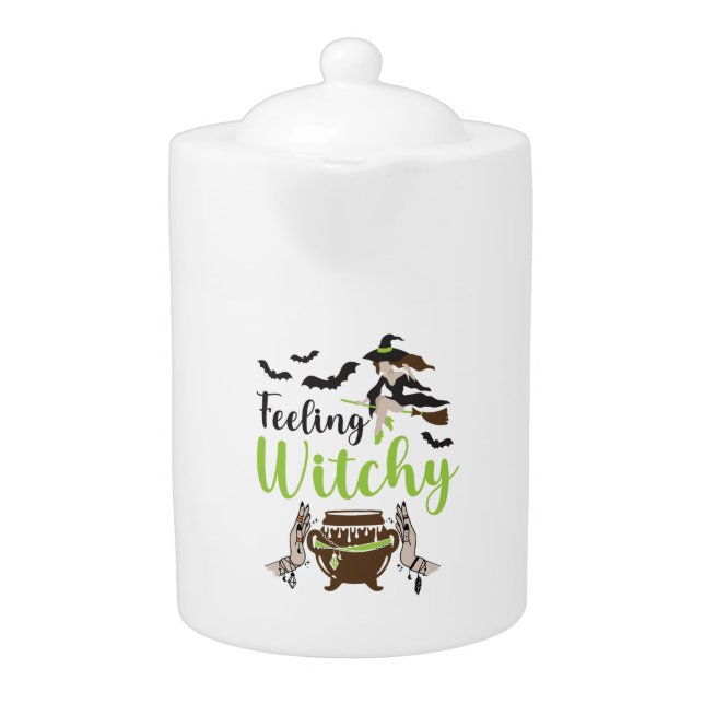 Feeling witchy Magic Halloween Teapot (Front)
