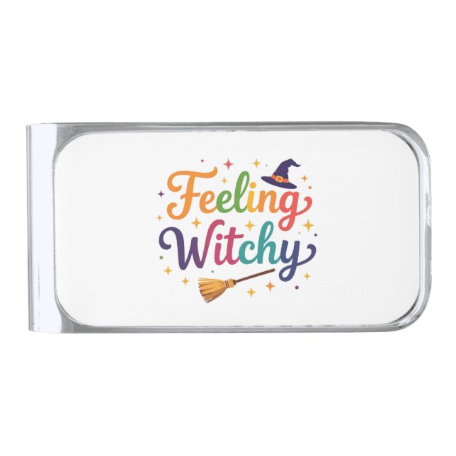 Feeling Witchy Silver Finish Money Clip (Front)