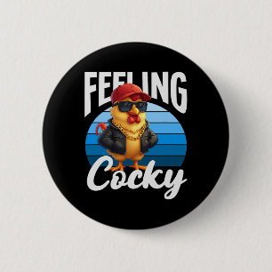 Feeling Y Funny Rooster Pun Cool Sungles Swag Button