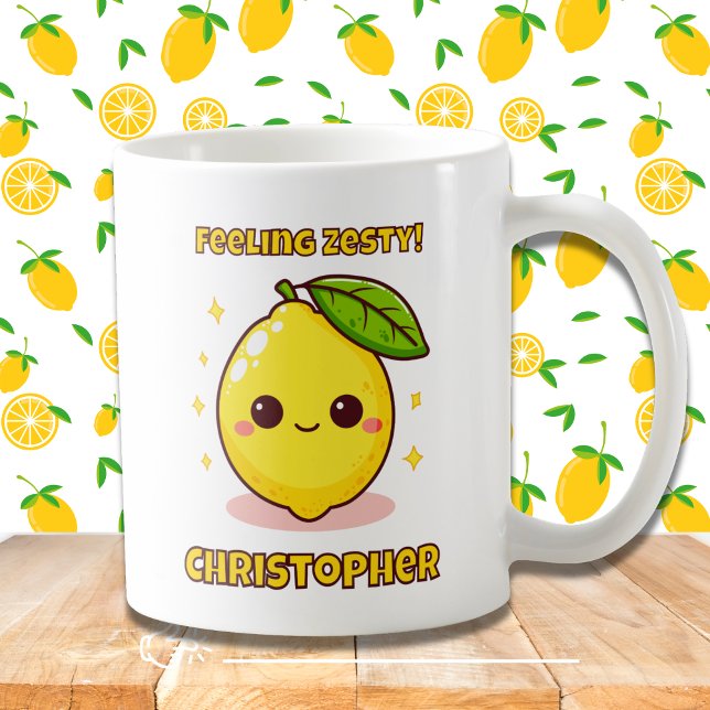 Feeling Zesty Cute Kawaii Lemon personalized  Coffee Mug (Creator Uploaded)