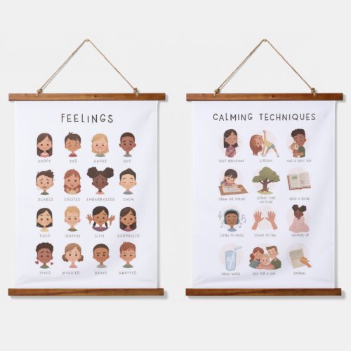 Feelings Chart Calming Techniques Hanging Tapestry