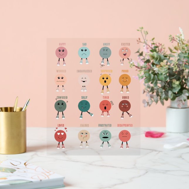 Feelings Emotions Faces Chart School Counselor (Wedding)