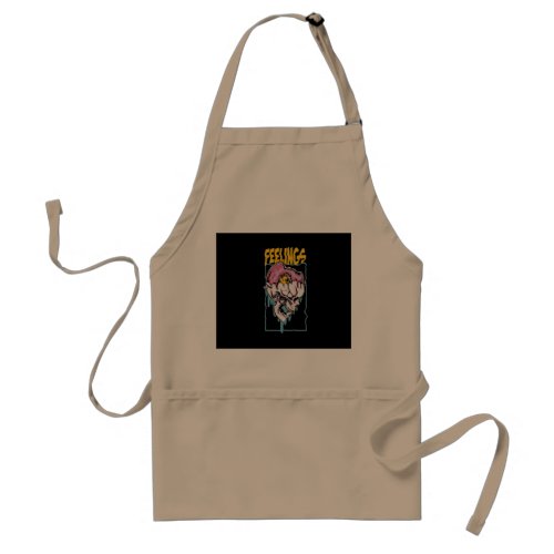 Feelings in a skull with a doughnut adult apron