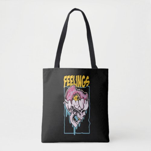 Feelings in a skull with a doughnut tote bag