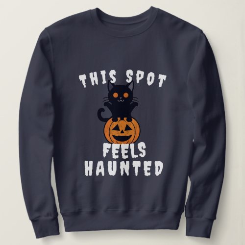 Feels Haunted Print Halloween Pumkin Black Cat Sweatshirt