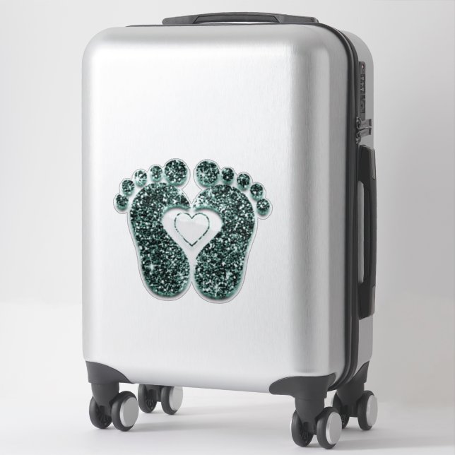 Feet Baby Heart Reflexology Massage Therapy Teal Sticker (Suitcase)