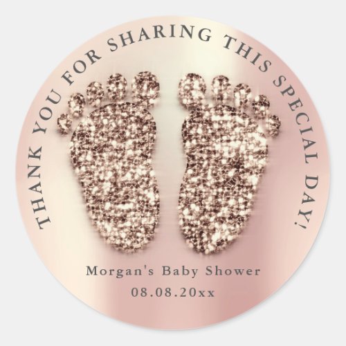 Feet Baby Shower Favor Thank You Rose Gold Classic Round Sticker