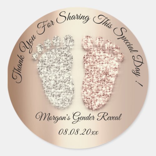  Feet Baby Shower Gender Reveal Party Girl Boy  Classic Round Sticker