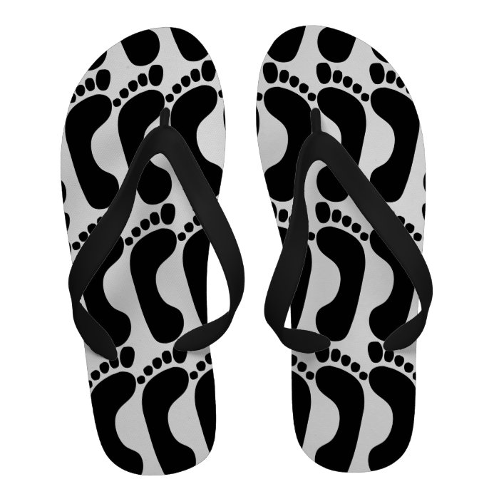 Feet Foot Black White Print Flip Flops
